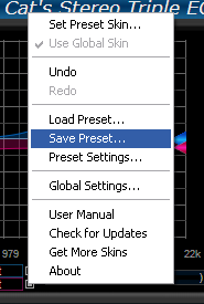 Step 02 - You can alternatively right click on the background and choose the 'save preset' menu